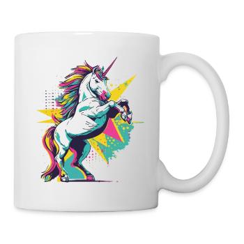 Einhorn Vintage Retro Bunt Modern Trend Kunst - Tasse - Weiß - Rechts