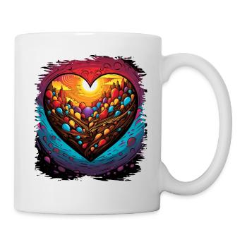 Symbole de paix Oiseau Amusant Cool Coeur Blague - Mug blanc - blanc - Droite