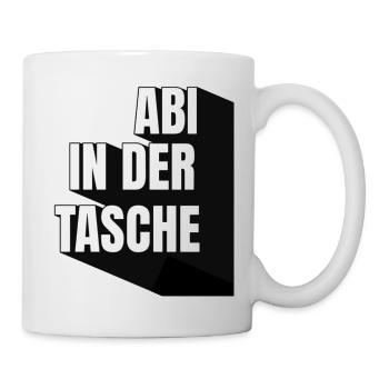 Abi in der Tasche, Geschenk Abitur, Absolventen - Tasse - Weiß - Rechts