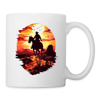 Cowboy Pferd Wild West Western Reiten Wildnis USA - Tasse - Weiß - Rechts