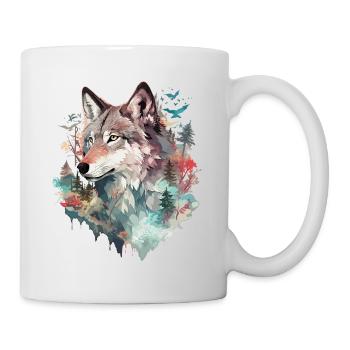 Loup tête de loup Nature nature sauvage aventure forêt Art - Mug blanc - blanc - Droite