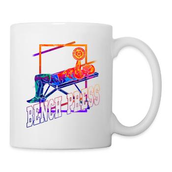 Bankdrücken Gewichtheben Kraftsport Fitness Stark - Tasse - Weiß - Rechts