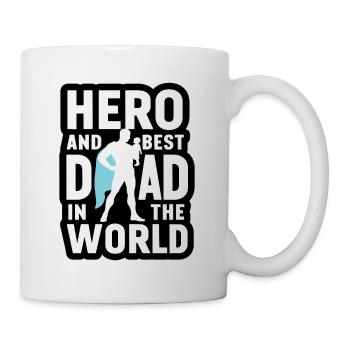 Held und bester Dad Papa in der Welt Vatertag - Tasse - Weiß - Rechts