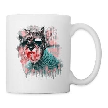 Schnauzer dog with sunglasses - Mug - white - Right