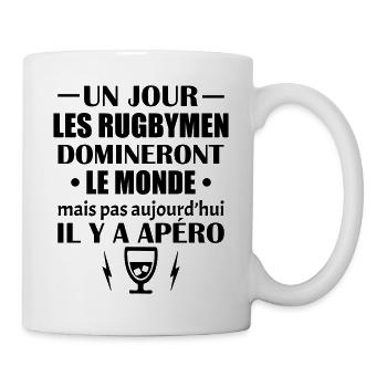 Un jour les rugbymen domineront le monde, noël - Mug blanc - blanc - Droite