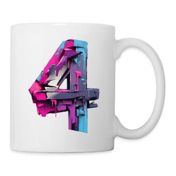 NUMÉRO 4 NO. 4 4 COOL 4E ANNIVERSAIRE - Mug blanc - blanc - Droite