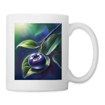 Schöne Heidelbeere auf einem Blatt - Tasse - Weiß - Rechts