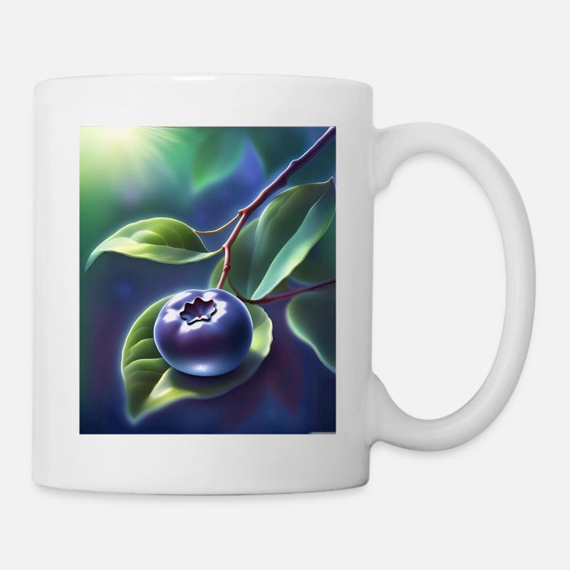 Schöne Heidelbeere auf einem Blatt - Tasse - Weiß