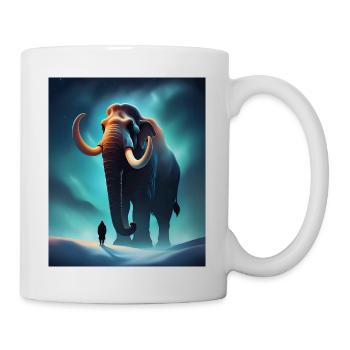 Cool mammoth and a human - Mug - white - Right