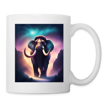 Cool mammoth with purple background - Mug - white - Right