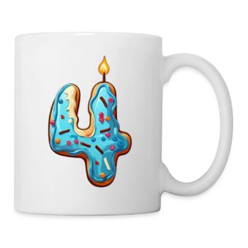 NUMMER 4 KUCHEN SWEET 4. GEBURTSTAG - Tasse - Weiß - Rechts