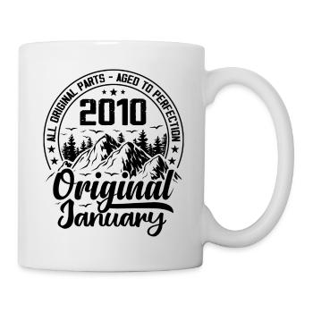 2010 Januar Original 14 Jahre Jubiläum Geschenk - Tasse - Weiß - Rechts