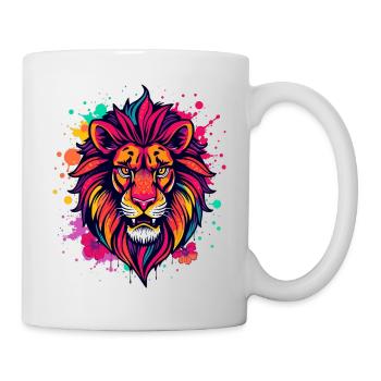 Colorful lion with paint splashes - Mug - white - Right