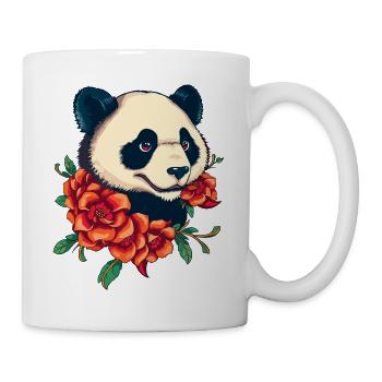 Panda avec des roses - Mug blanc - blanc - Droite