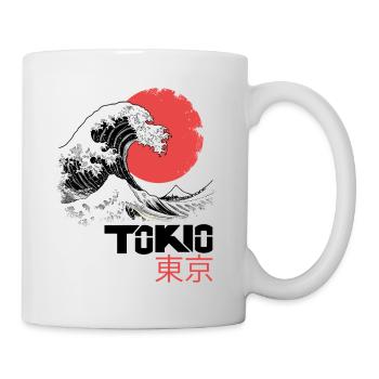 Tokyo, Japon, Asie, Mer, Vague, Montagne, Soleil Ville - Mug blanc - blanc - Droite