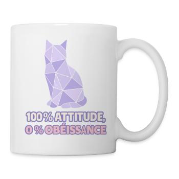100% Attitude, 0% Obéissance – Chat géométrique - Mug blanc - blanc - Droite