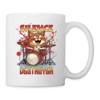Tambours Tambours Silence Destructeur Chat Drôle - Mug blanc - blanc - Droite