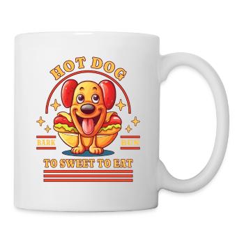 Hot Dog Hund Wurst Fast Food Wortwitz Lustig Humor - Tasse - Weiß - Rechts