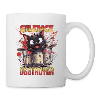 Schlagzeug Drums Silence Destroyer Katze Lustig - Tasse - Weiß - Rechts