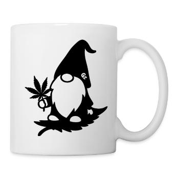 Fliegender Zwerg/Wichtel mit Hanfblatt - Tasse - Weiß - Rechts