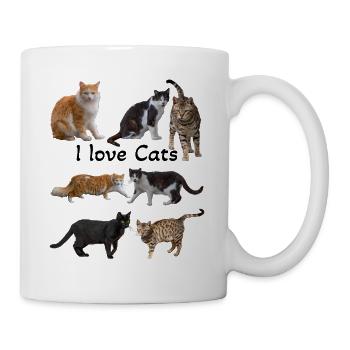 J’adore les chats, quatre types de chats, la photographie - Mug blanc - blanc - Droite