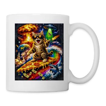 Space Cat on Pizza - Mug - white - Right