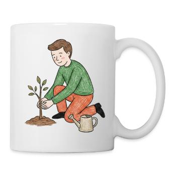 Jeune jardinier plante une pousse - Mug blanc - blanc - Droite