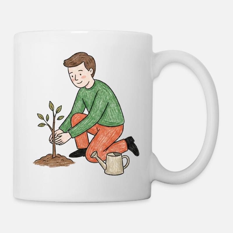 Young Gardener Plants a Shoot - Mug - white