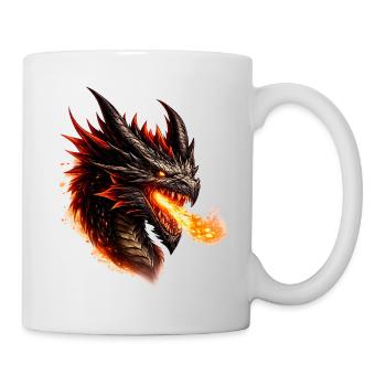 Feuerdrache Flammendes Haupt - Tasse - Weiß - Rechts