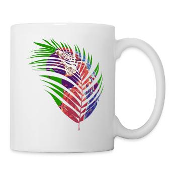 Papagei im Blatt - Tasse - Weiß - Rechts