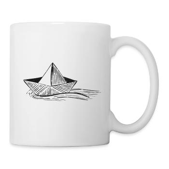 Boot Schiff Papierboot Geschenk Segelboot Kapitän - Tasse - Weiß - Rechts
