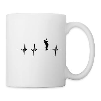 Ich liebe Cricket Geschenk Herzschlag Schwarz - Tasse - Weiß - Rechts