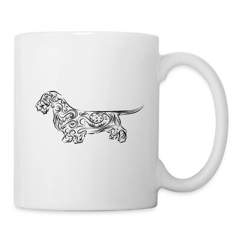 Dachshund Tribal dessin de teckel aux cheveux noirs - Mug blanc - blanc - Droite