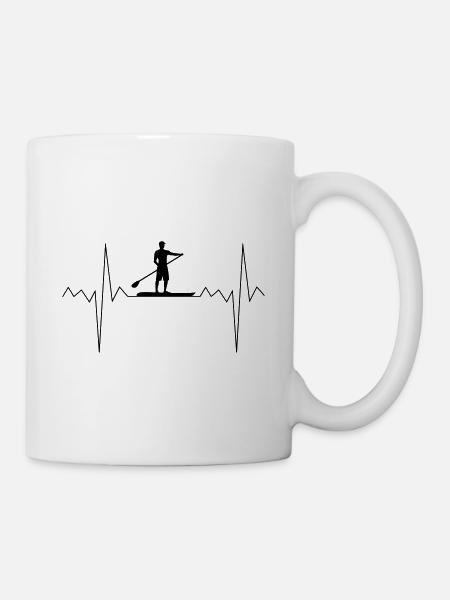 Herzschlag Herzfrequenz Stand Up Paddling SUP - Tasse - Weiß