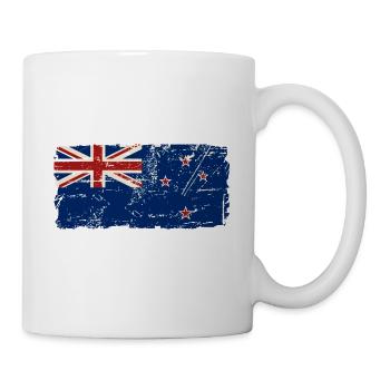 New Zealand Flag - Vintage Look - Tasse - Weiß - Rechts