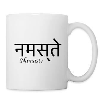 Namaste Sanskrit schwarz Yoga - Tasse - Weiß - Rechts