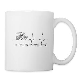 Pulse line pile construction black My heart beats ... - Mug - white - Right