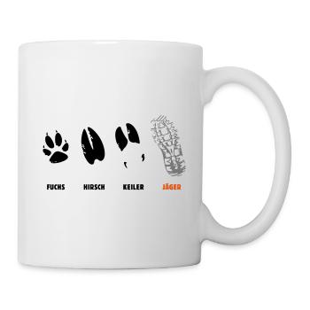 Renard, cerf, coin, chasseur, phoque de marche, piste - Mug blanc - blanc - Droite
