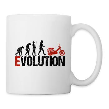 Mofa Fahrzeug Evolution Lustig für Mofafahrer - Tasse - Weiß - Rechts