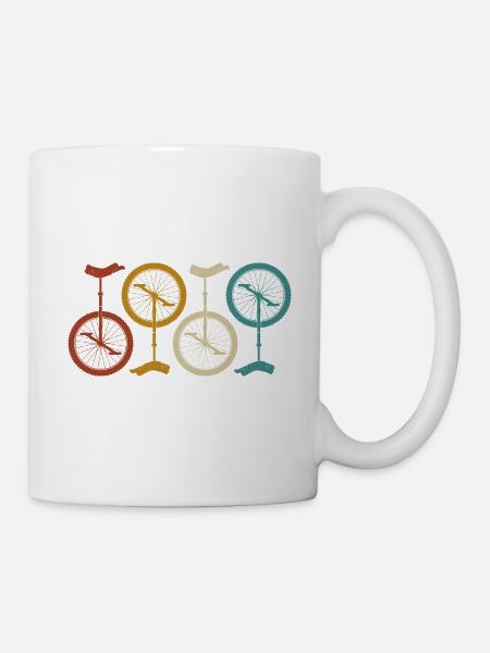 Einrad Einradfahrer Fahrrad Kinder Mädchen retro - Tasse - Weiß