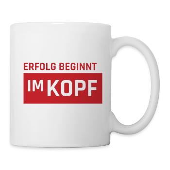Erfolg beginnt im Kopf - Tasse - Weiß - Rechts