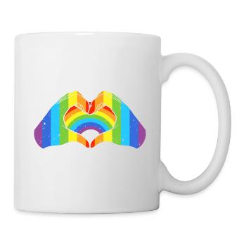 CSD LGBT Hände formen Regenbogen Herz Pride - Tasse - Weiß - Rechts
