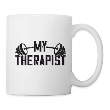 Mon thérapeute Barbell Bodybuilder Dicton - Mug blanc - blanc - Droite