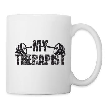 Mon thérapeute Barbell Bodybuilder Dicton - Mug blanc - blanc - Droite