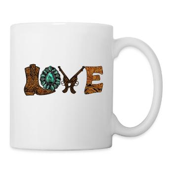 Love Liebe Western Revolver Cowboy - Tasse - Weiß - Rechts