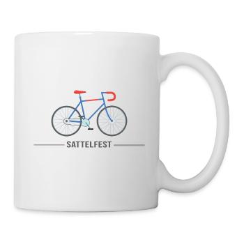 Fahrrad Bike Rennrad "Sattelfest" Fahrradsattel - Tasse - Weiß - Rechts