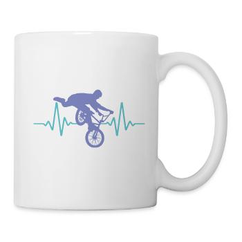 Heartbeat BMX Fréquence cardiaque ECG | Les couleurs peuvent être modifiées - Mug blanc - blanc - Droite
