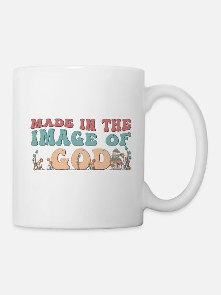Hergestellt nach dem Bilde Gottes - Flower Mushroom Groovy - Tasse - Weiß