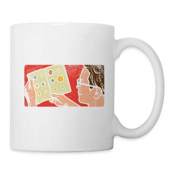 Münzsammler liest sein Album - Tasse - Weiß - Rechts