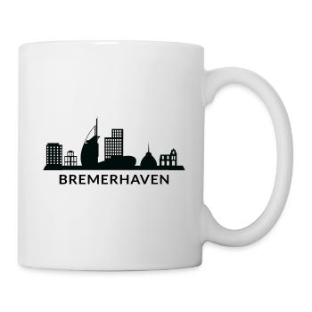The skyline of the city of Bremerhaven Germany - Mug - white - Right